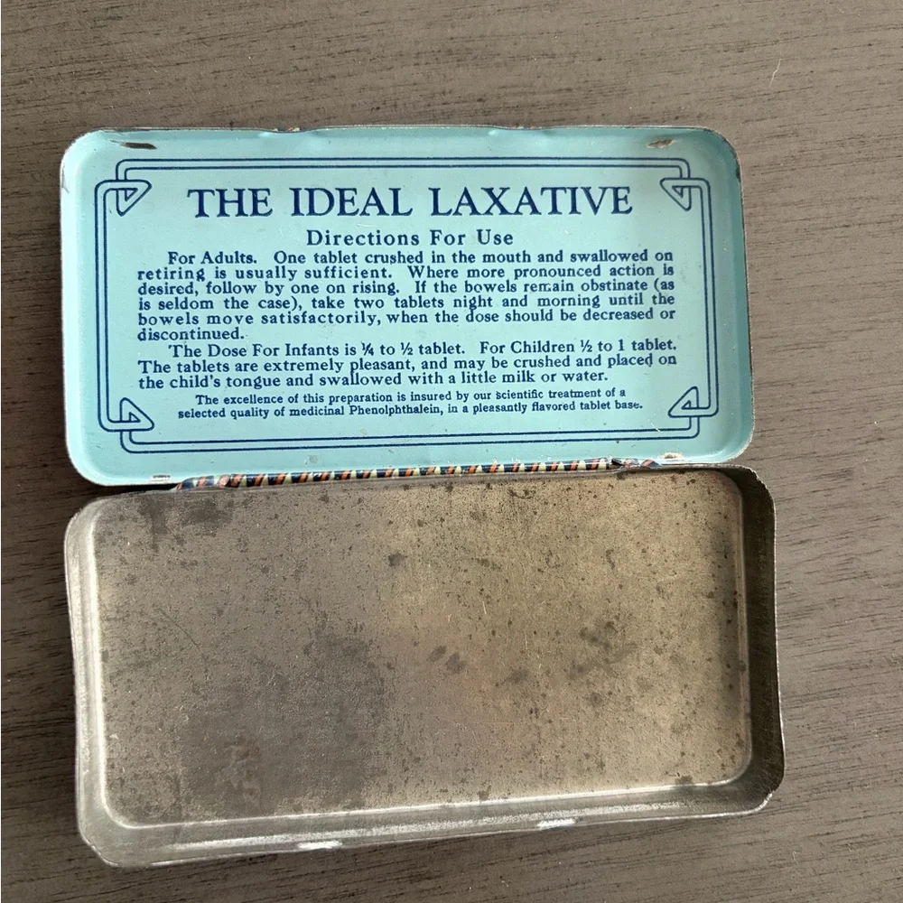 VINTAGE Orderlies Original Chocolate Flavored Laxative - Blue Cream Tin